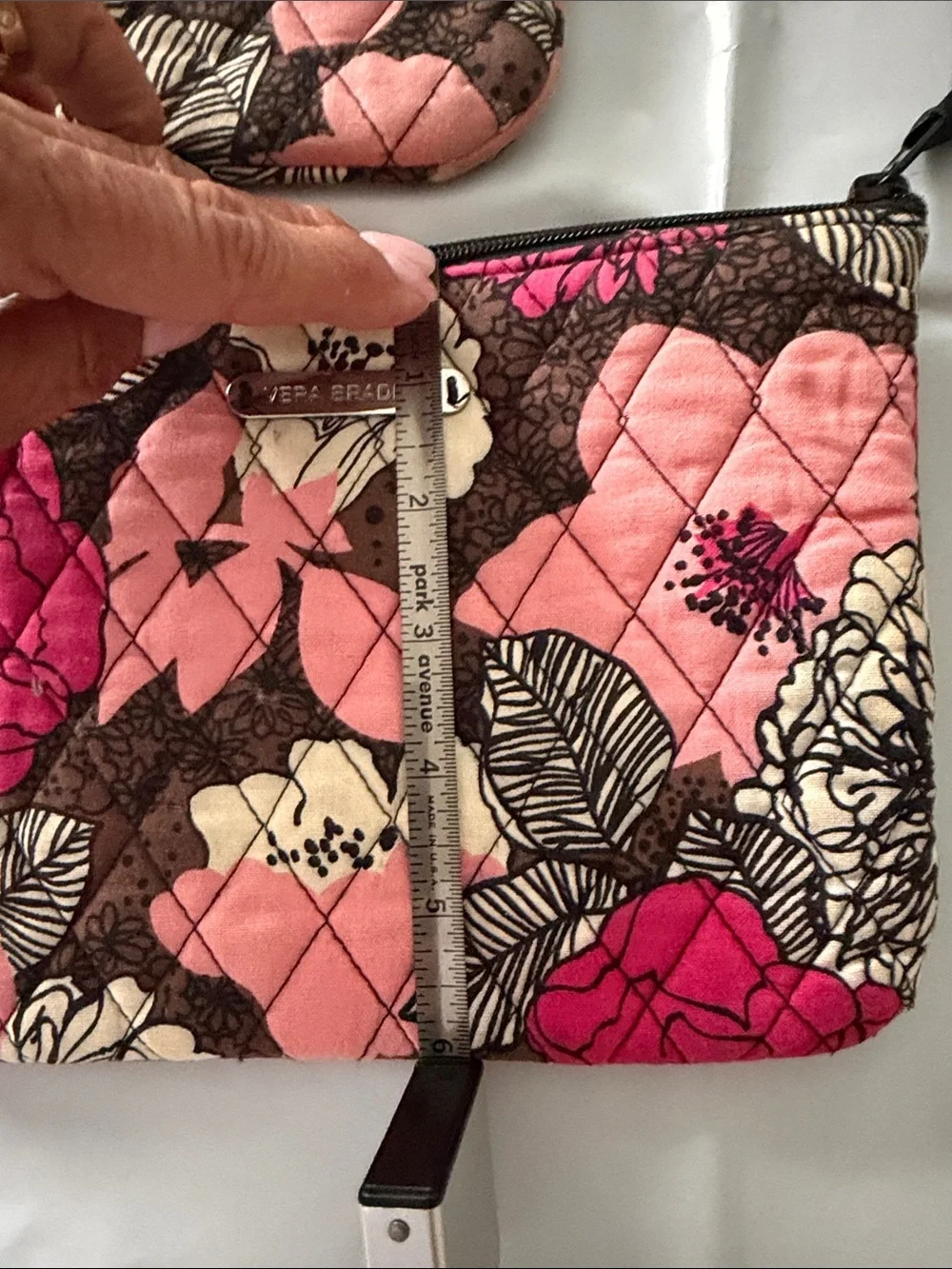 Vera Bradley Pink Floral Quilted Cosmetic Pouch Duo